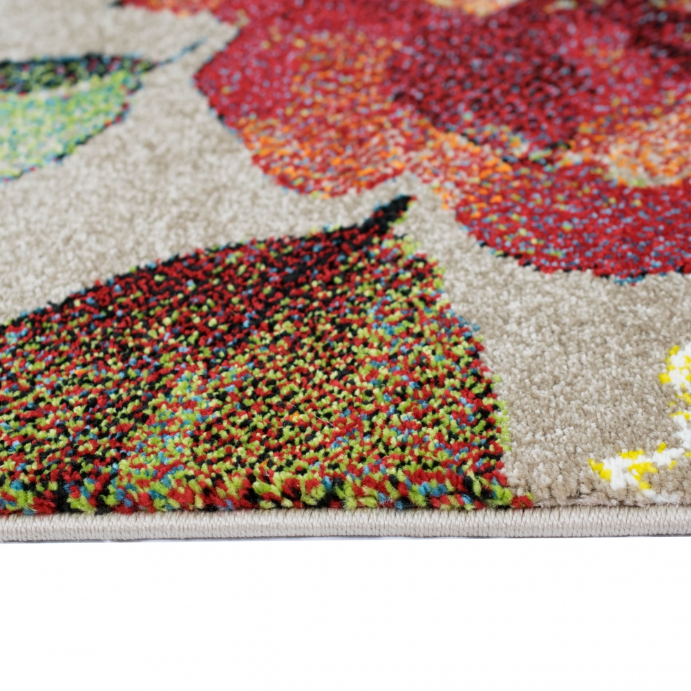 Wunderschöner Teppich mit bunten Blumen – taupe