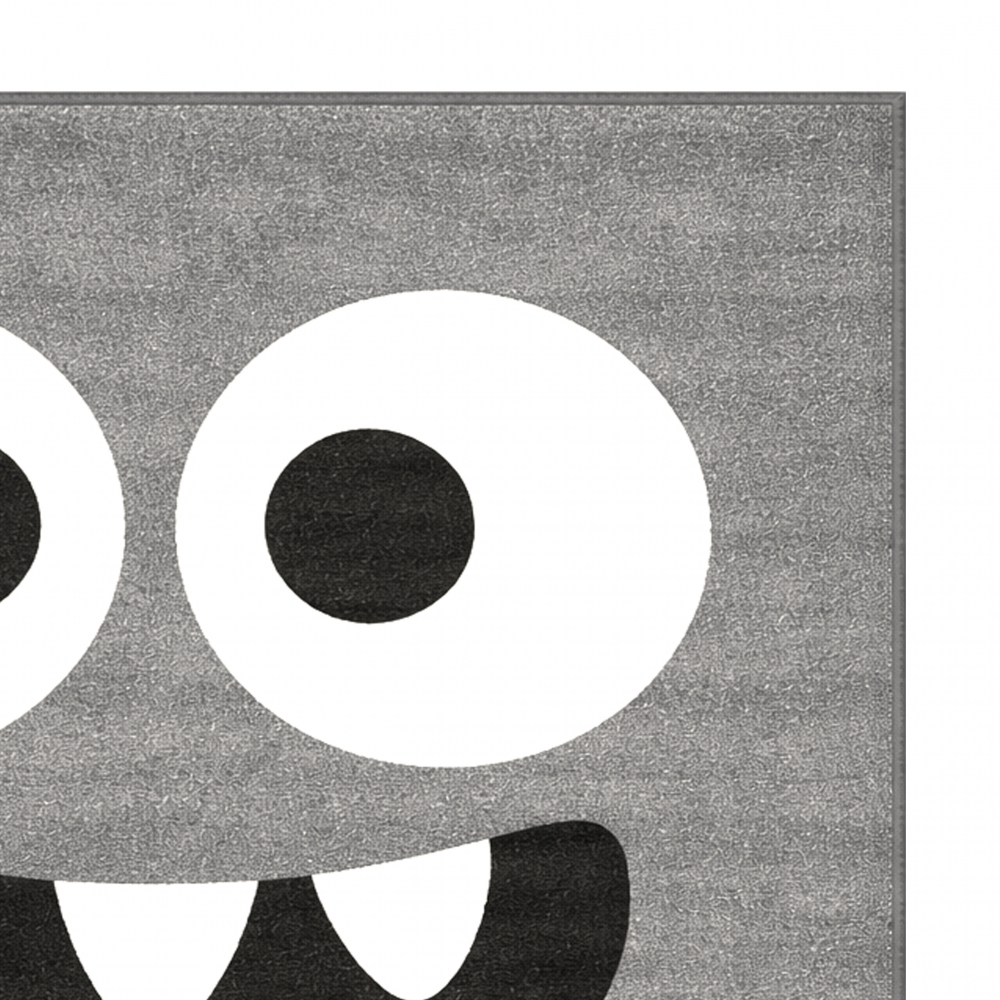 Runder Kinderteppich Grau mit Monster Motiv