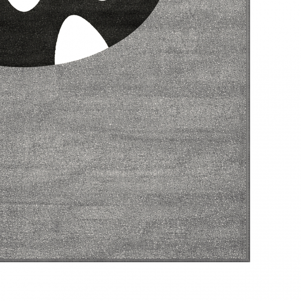 Runder Kinderteppich Grau mit Monster Motiv