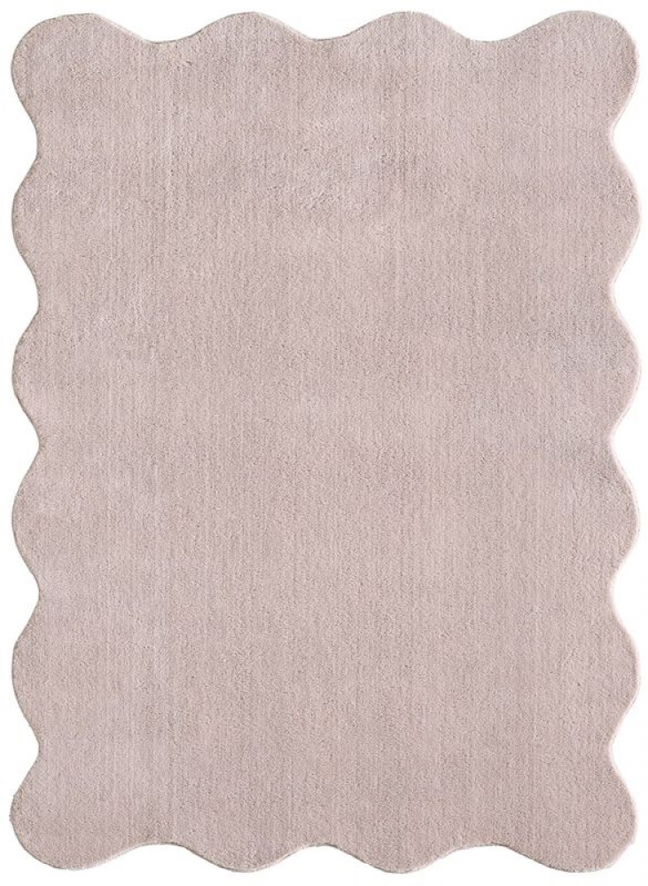 Teppich blush rosa antirutsch weich in moderner Wellenform