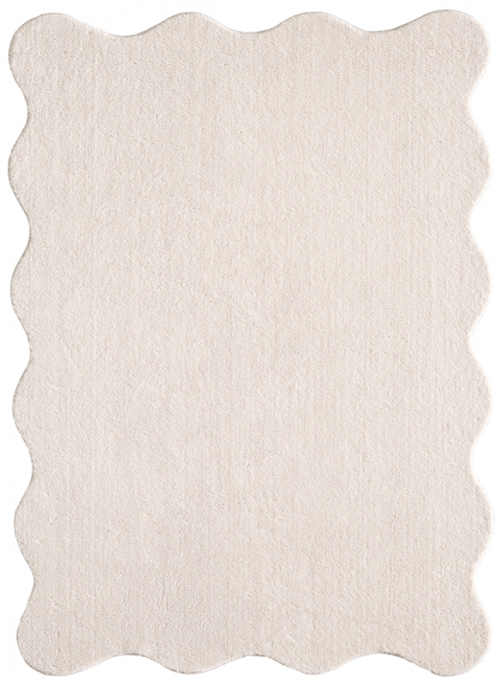 Teppich beige weicher shaggy mit moderner Wellenform