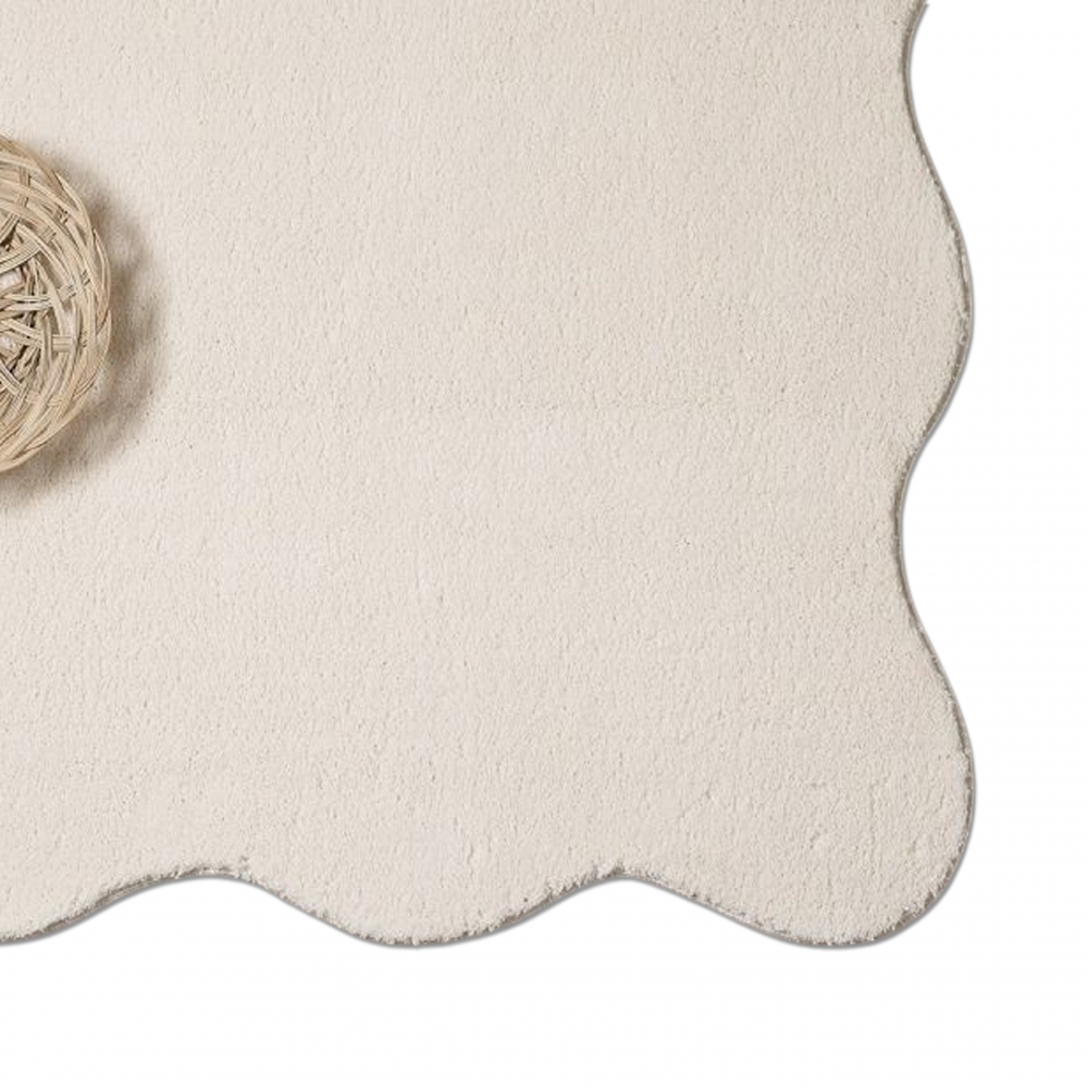 Teppich beige weicher shaggy mit moderner Wellenform