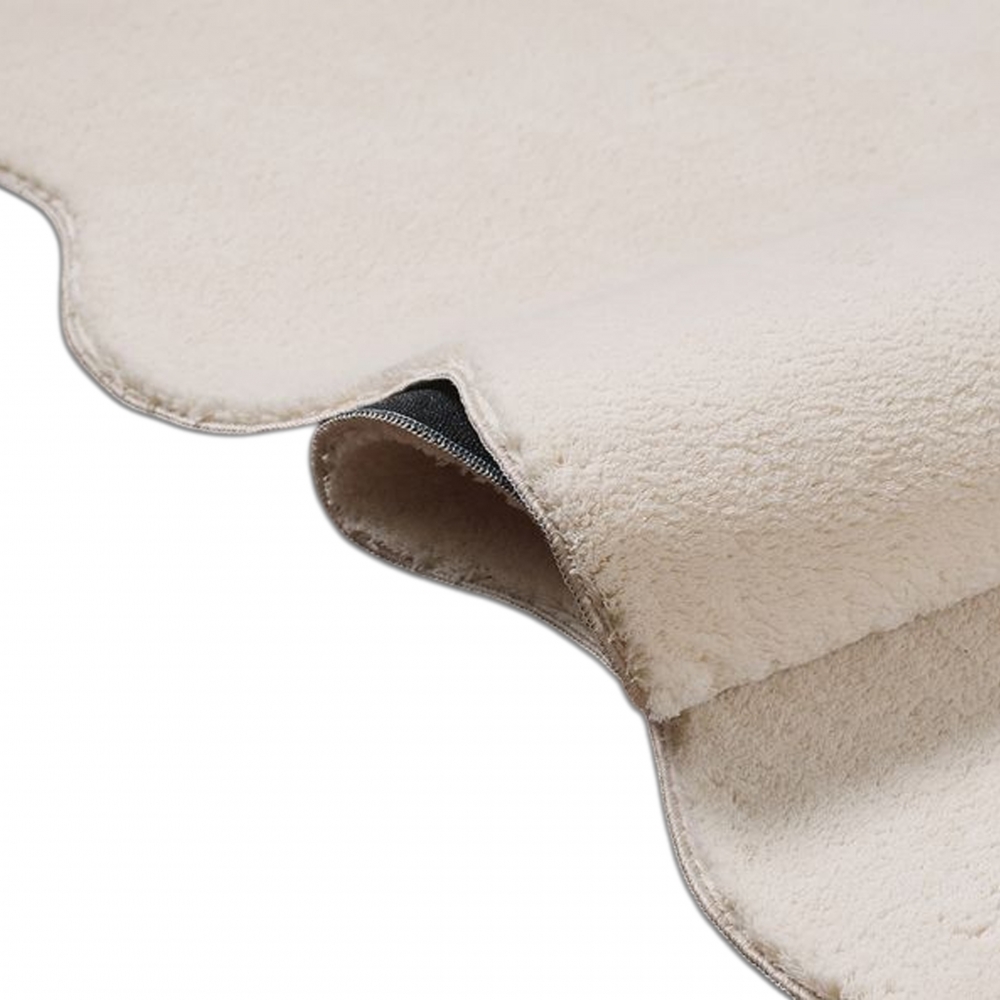Teppich beige weicher shaggy mit moderner Wellenform