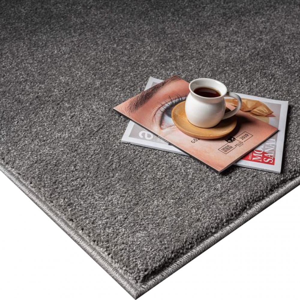 Teppich helles Anthrazit Uni modern weich gemütlich Wohnstil