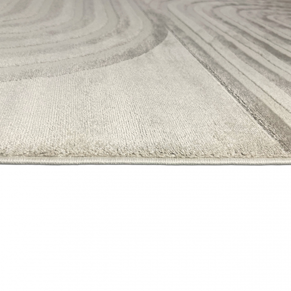 Kurzflorteppich modern Creme Beige Streifenoptik weich Glanzeffekt pflegeleicht Wohnzimmer Schlafzimmer Flur