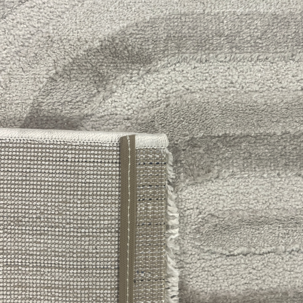 Kurzflorteppich modern Creme Beige Streifenoptik weich Glanzeffekt pflegeleicht Wohnzimmer Schlafzimmer Flur