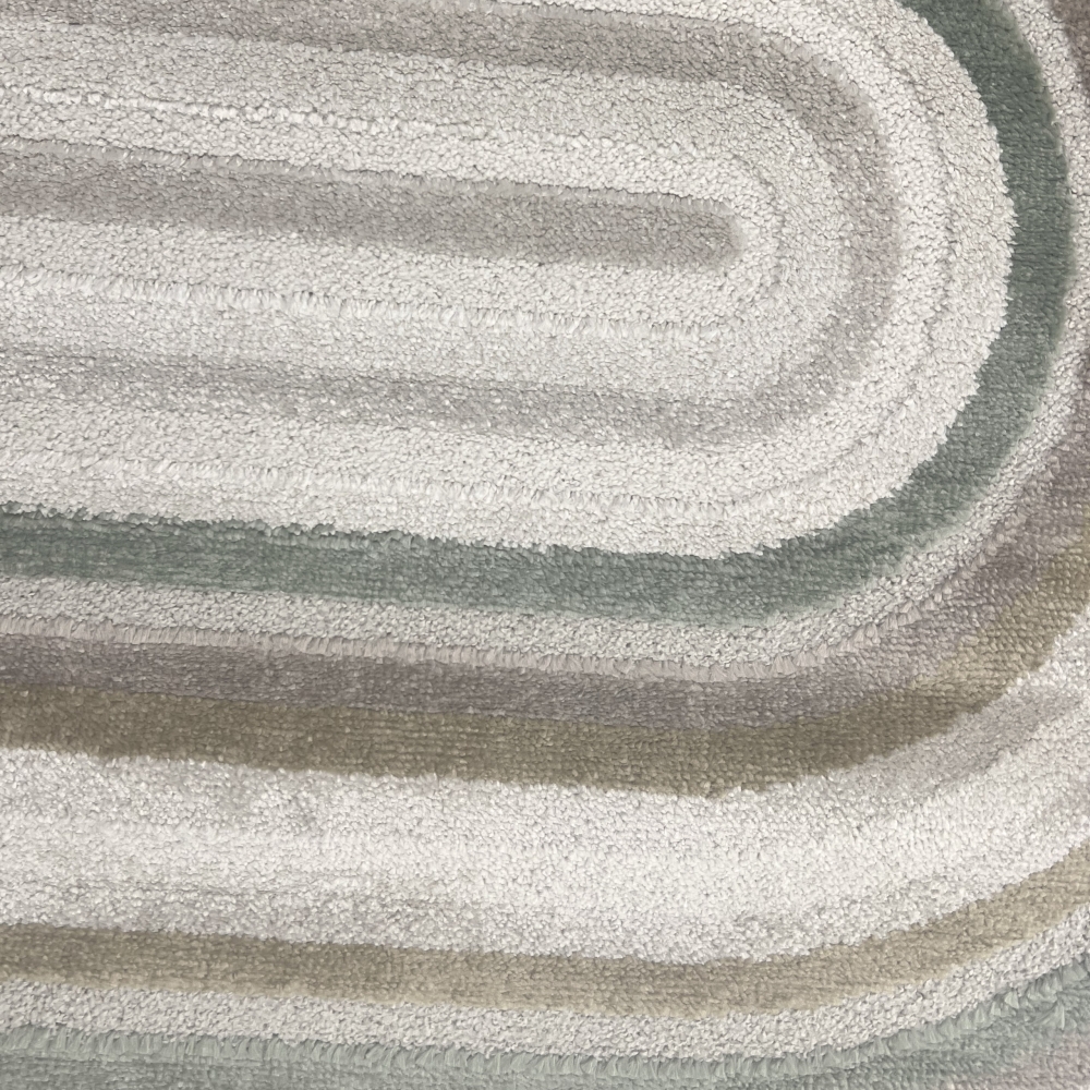 Kurzflorteppich modern Creme Beige Grün Braun Muster weich Glanzeffekt pflegeleicht Wohnzimmer Schlafzimmer Flur