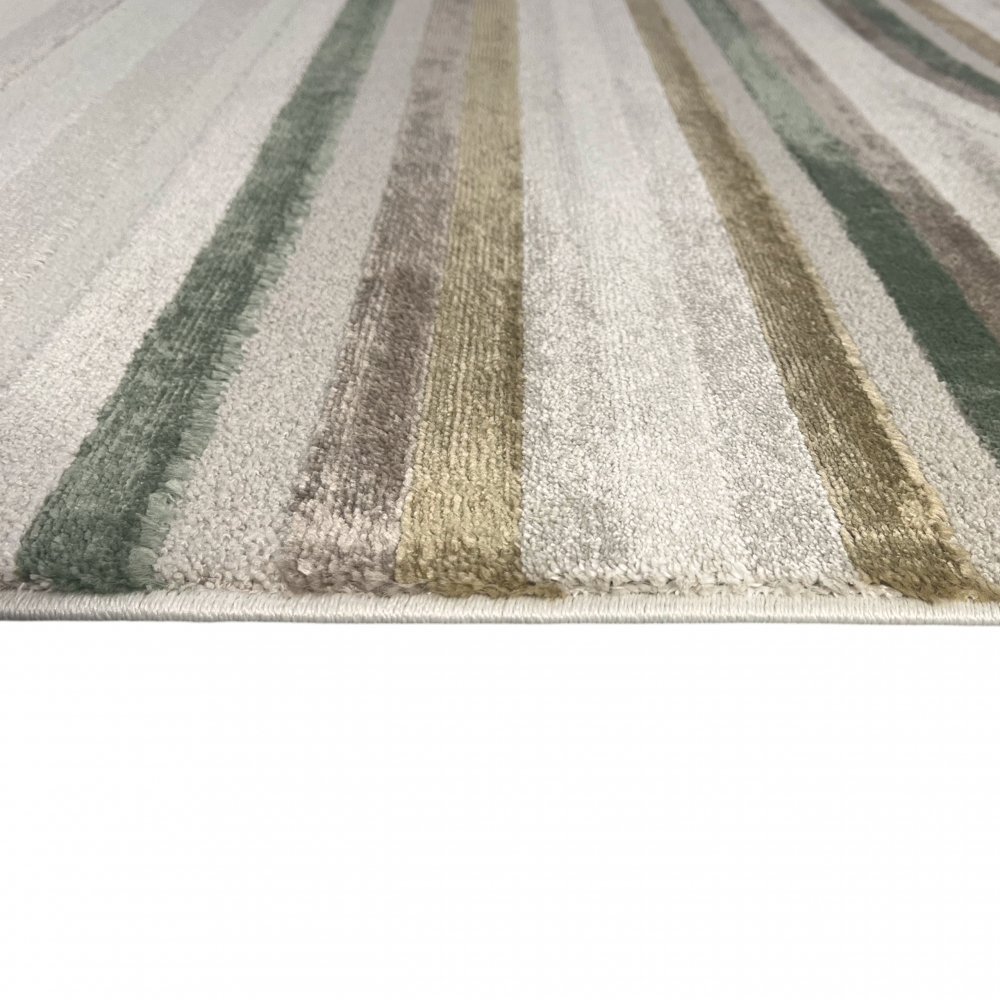 Kurzflorteppich modern Creme Beige Grün Braun Muster weich Glanzeffekt pflegeleicht Wohnzimmer Schlafzimmer Flur