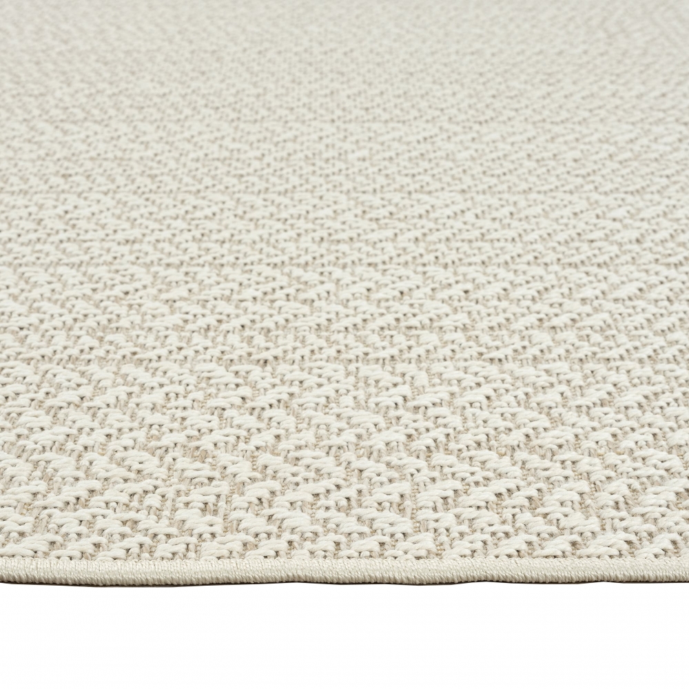Teppich Outdoor Wohnzimmer strapazierfähig mit rechteckigem Linienmuster in Creme