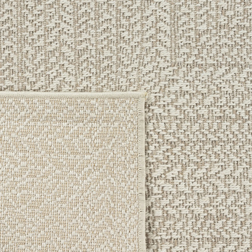Teppich Outdoor Wohnzimmer strapazierfähig mit rechteckigem Linienmuster in Creme