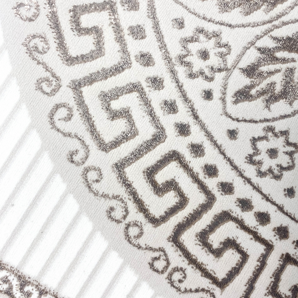 Orientalischer Designerteppich mit glänzendem Ornament in weiß-beige/bronze