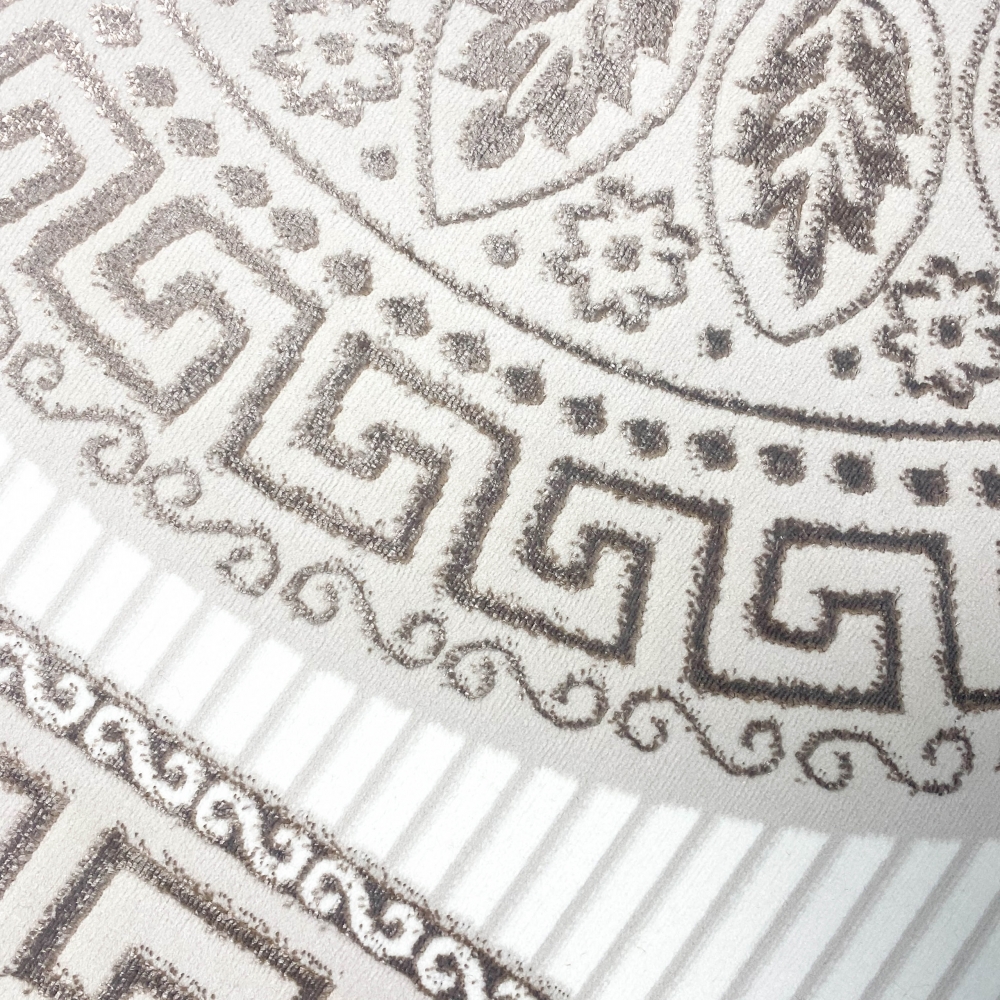 Orientalischer Designerteppich mit glänzendem Ornament in weiß-beige/bronze
