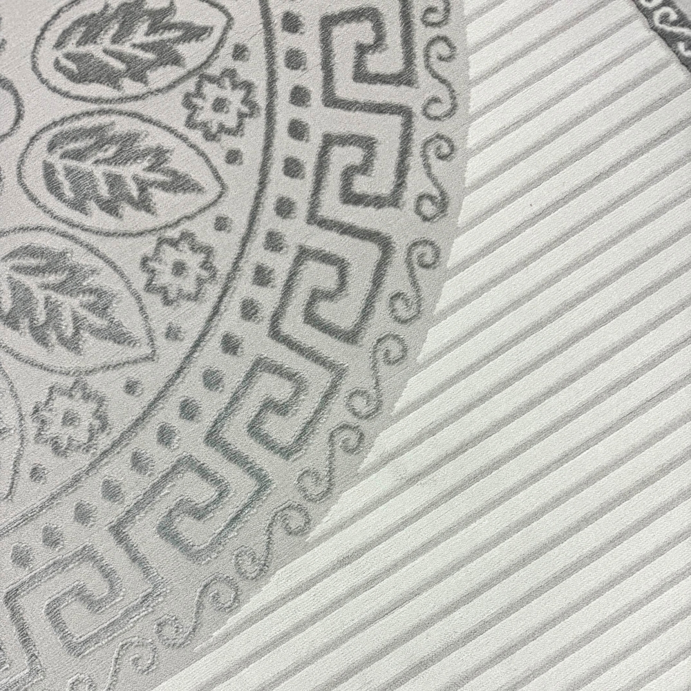 Orientalischer Designerteppich mit Ornament in grau anthrazit mit Glanzeffekt