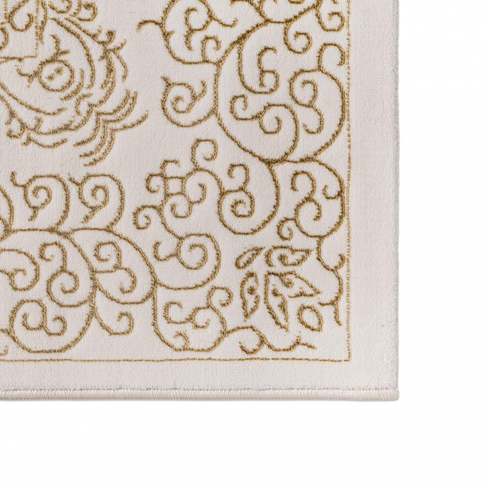 Teppich Creme Gold Ornament Design Wohnzimmer