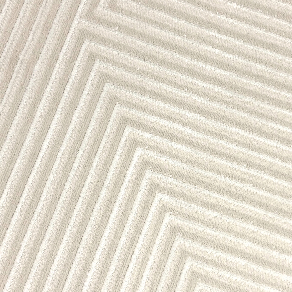 Moderner Kurzflorteppich Creme geometrisches Design mit Glanzstruktur für Wohnzimmer Schlafzimmer und Flur