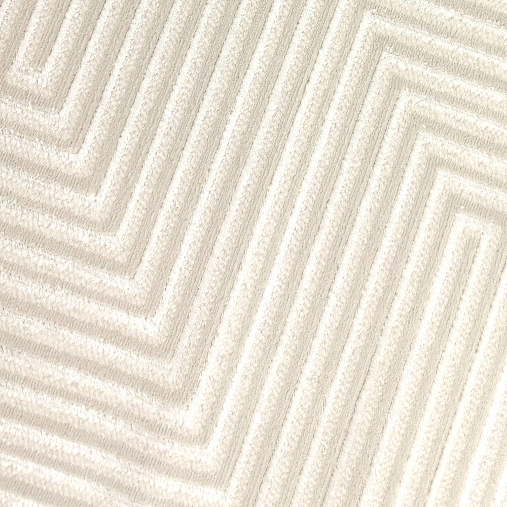 Moderner Kurzflorteppich Creme geometrisches Design mit Glanzstruktur für Wohnzimmer Schlafzimmer und Flur
