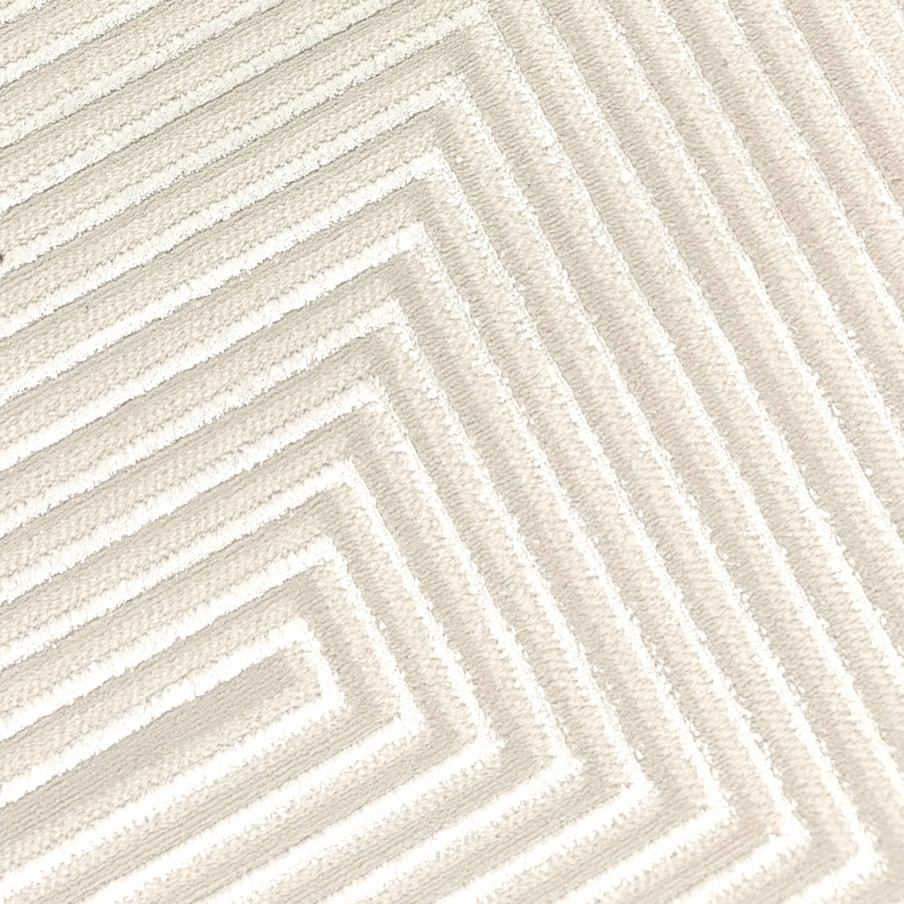 Moderner Kurzflorteppich Creme geometrisches Design mit Glanzstruktur für Wohnzimmer Schlafzimmer und Flur