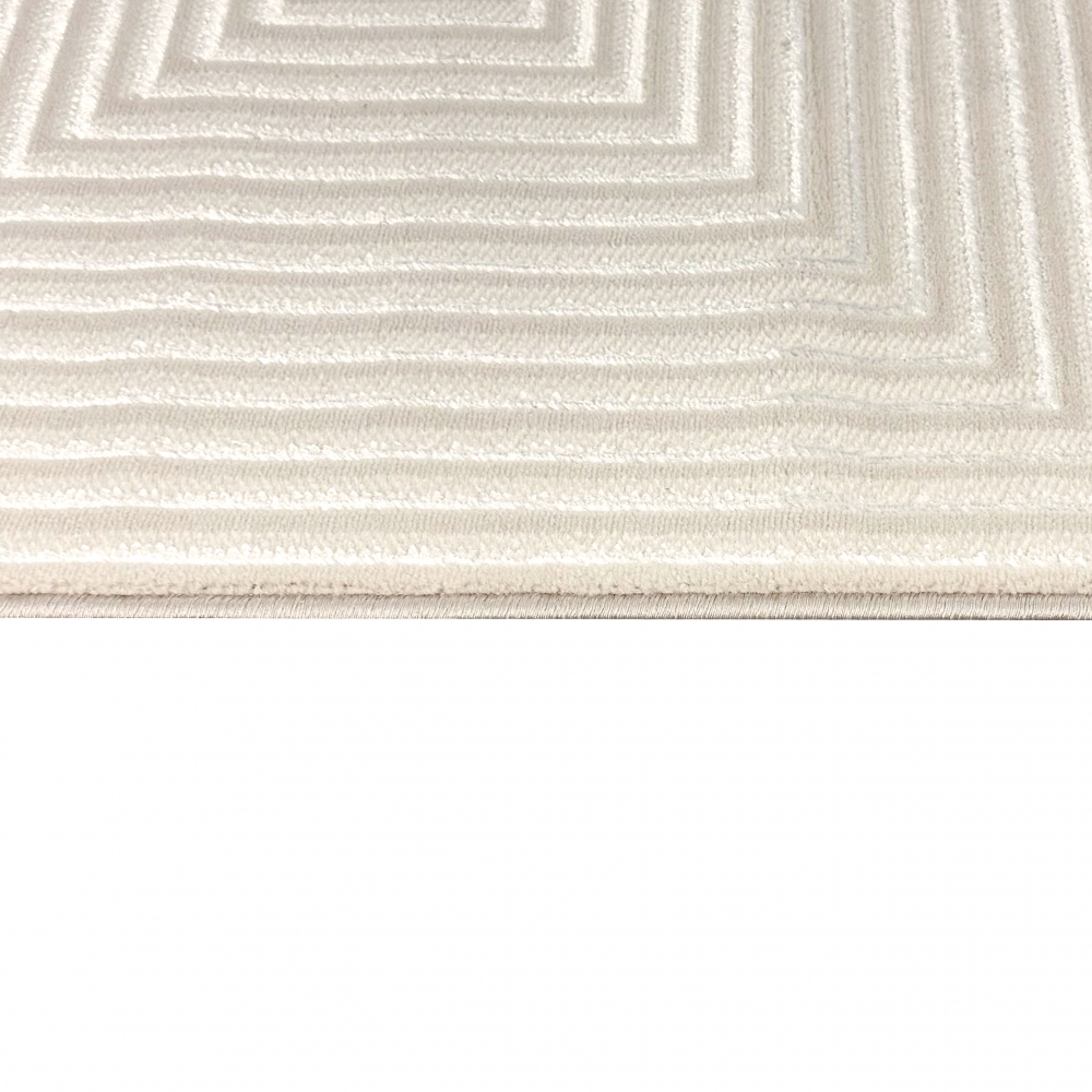 Moderner Kurzflorteppich Creme geometrisches Design mit Glanzstruktur für Wohnzimmer Schlafzimmer und Flur