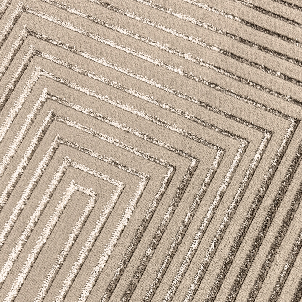 Moderner Wohnzimmerteppich pflegeleicht geometrisches Muster in Beige