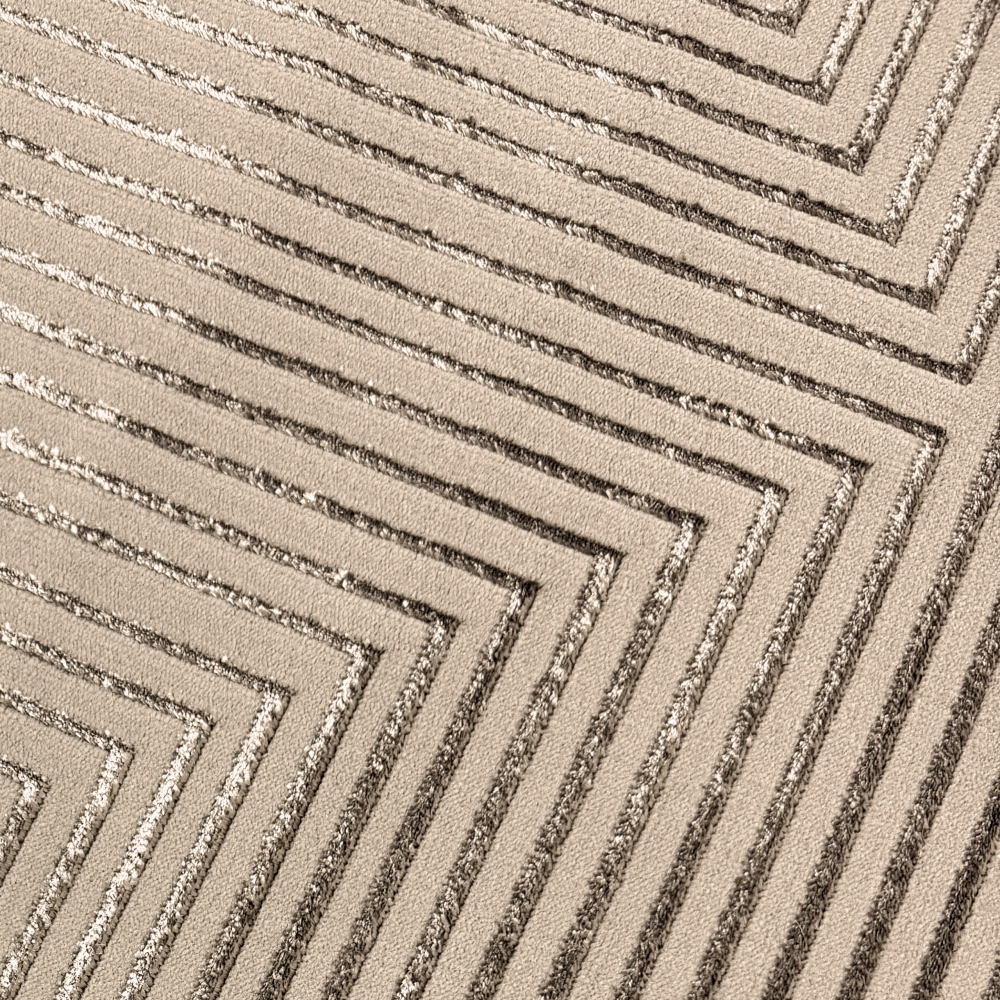 Moderner Wohnzimmerteppich pflegeleicht geometrisches Muster in Beige