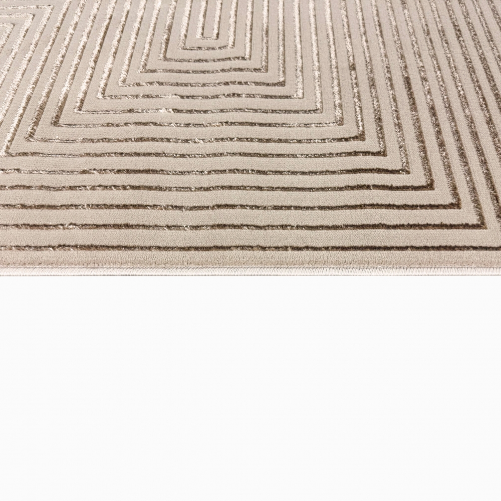 Moderner Wohnzimmerteppich pflegeleicht geometrisches Muster in Beige