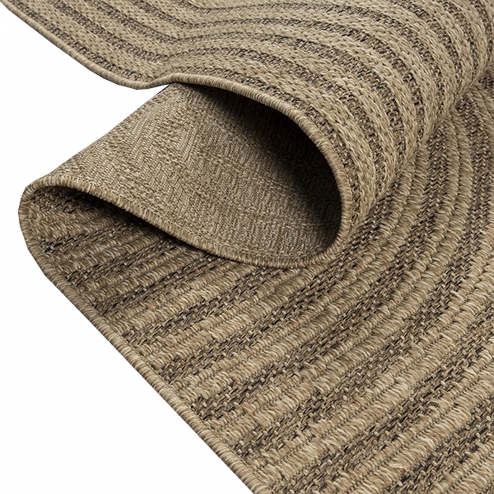 Moderner beige-brauner In- und Outdoor Teppich mit Bogenmuster