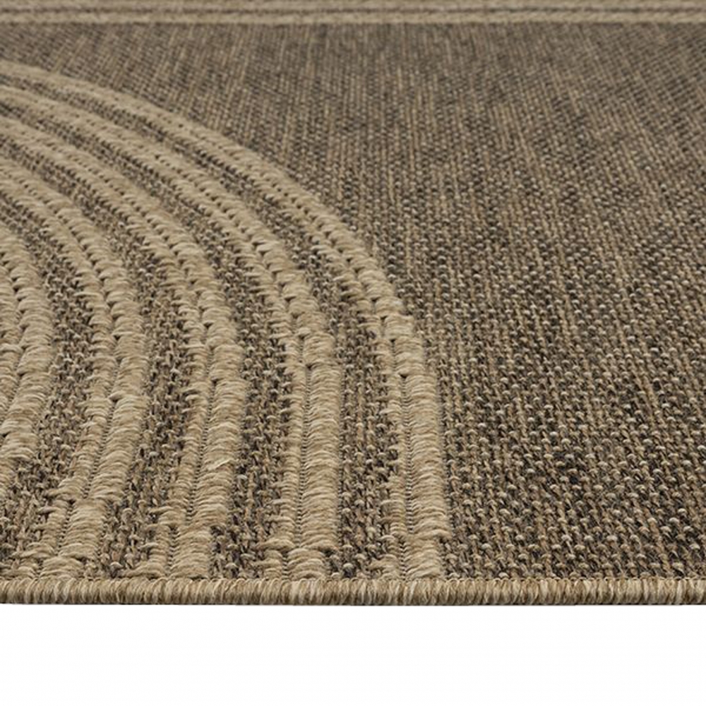 Moderner beige-brauner In- und Outdoor Teppich mit Bogenmuster