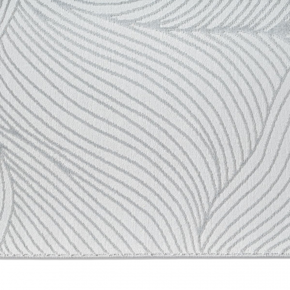 Teppich Silber Wellenmuster weich modern für Wohnzimmer