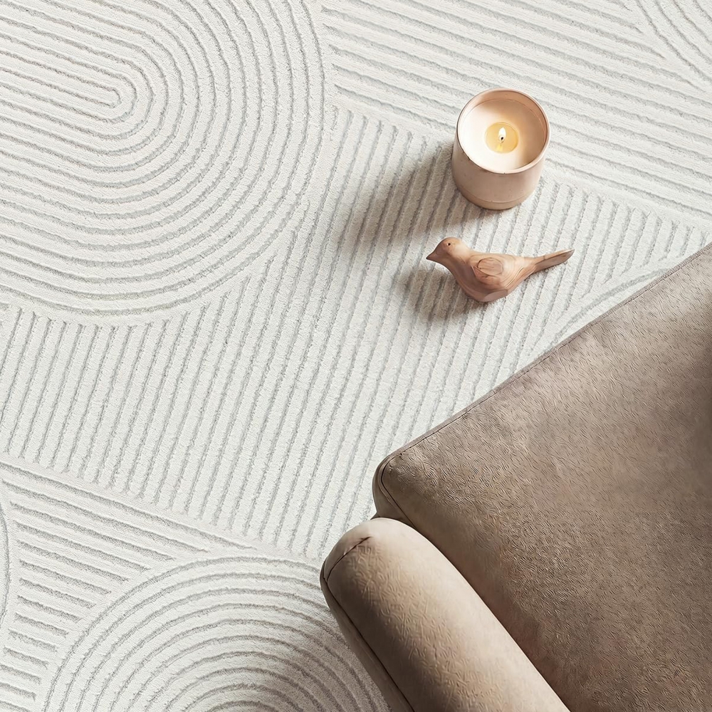 Teppich Creme Ornament Design elegant Wohnzimmer