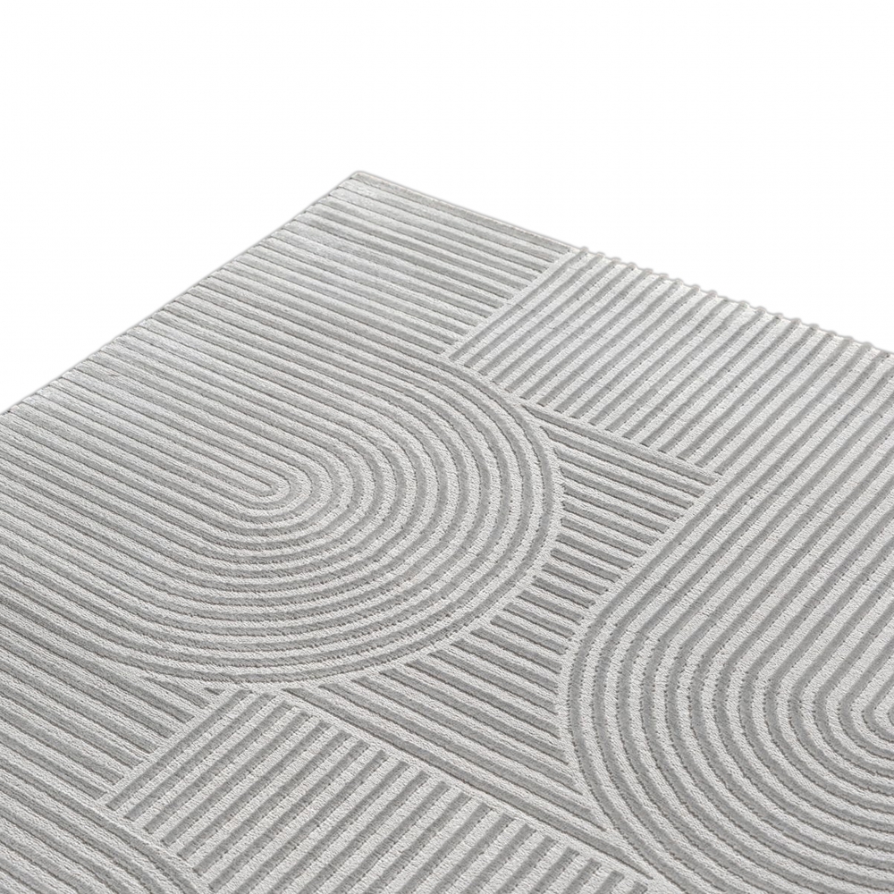 Teppich Grau Linien Design modern Wohnzimmer