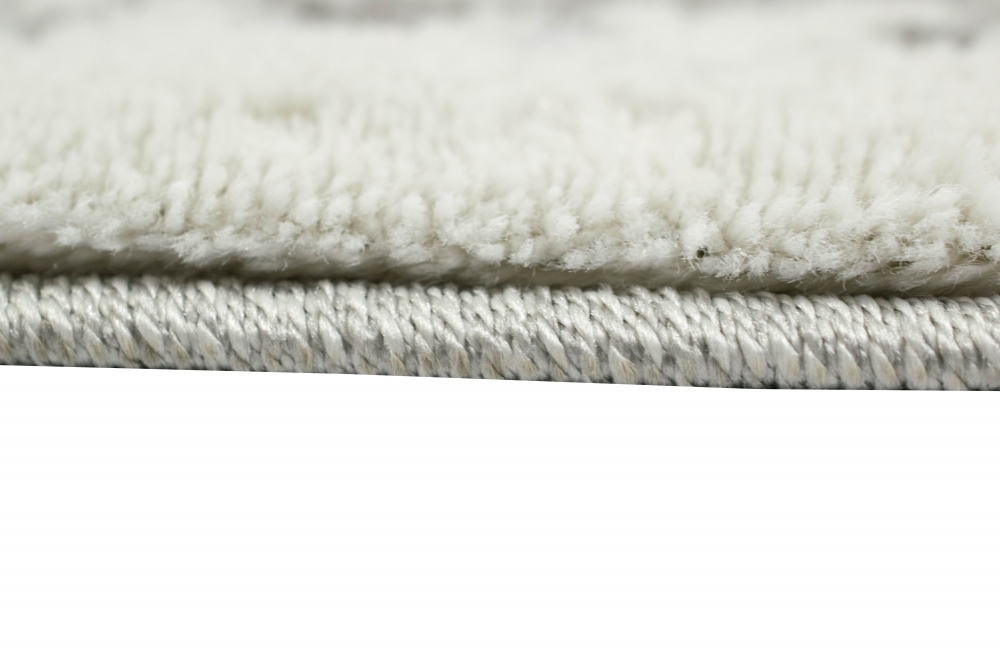 Teppich Kurzflor Designerteppich - Läufer 80x300 cm - in grau creme