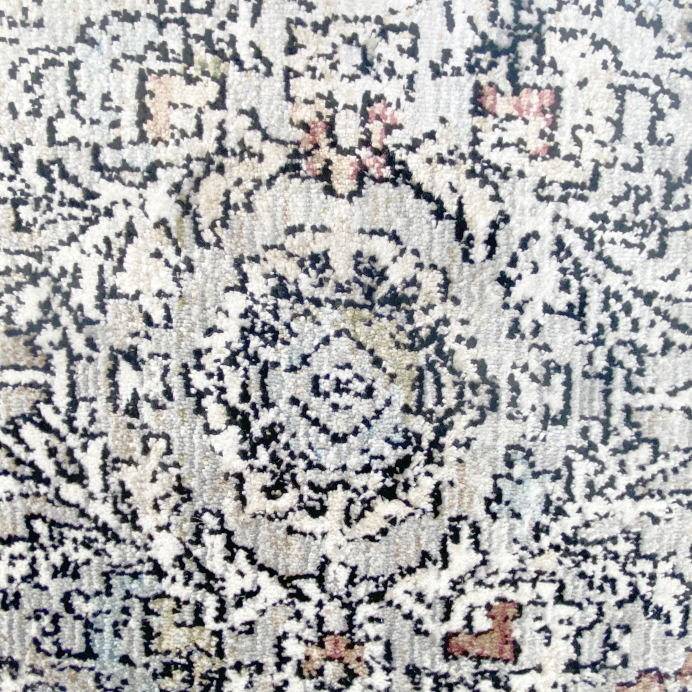 Abstrakter Orient-Seidenoptik Teppich | glänzend | orange grau