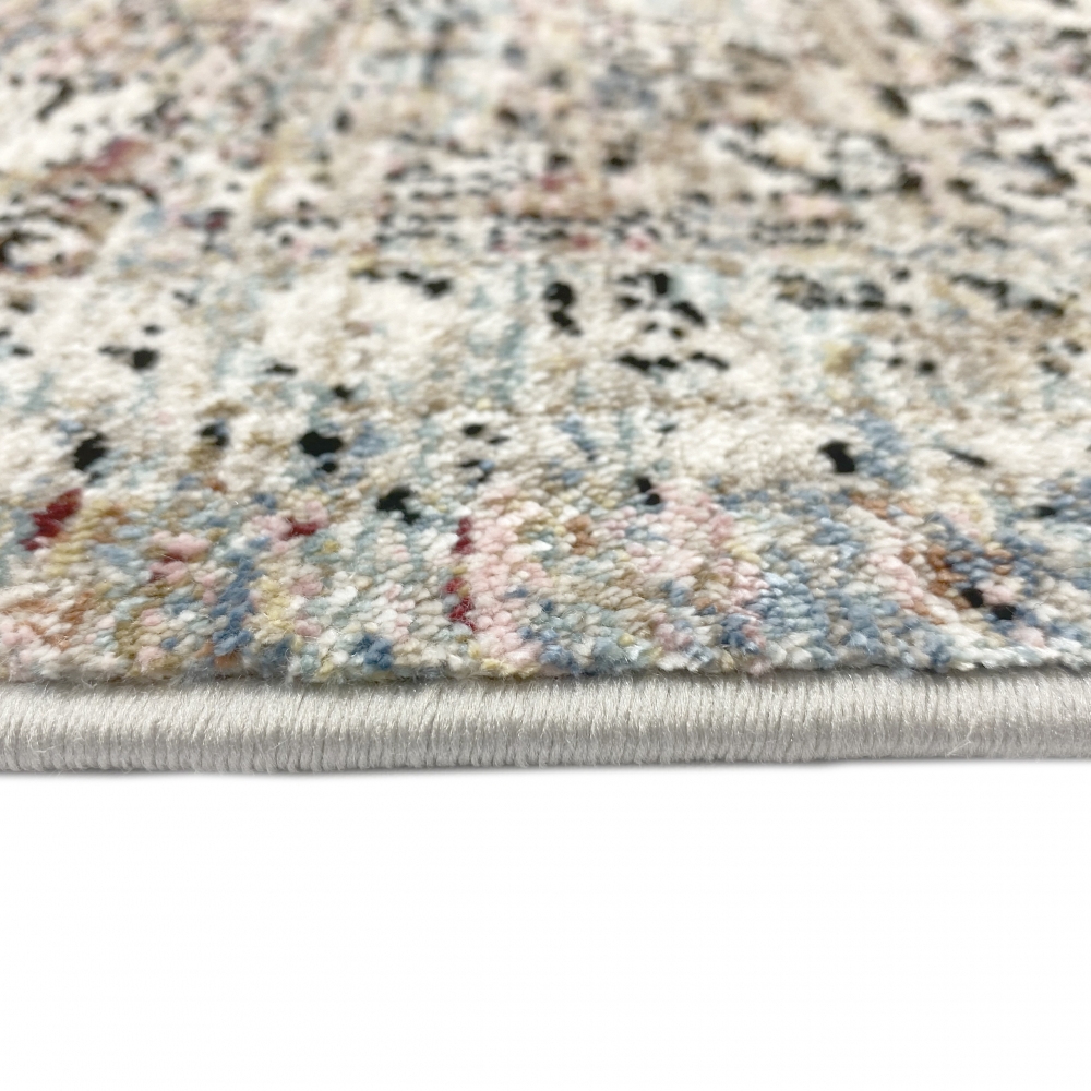 Orientalischer Teppich Flur | glänzende Seidenoptik weich | creme braun