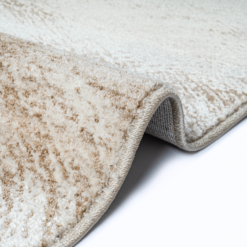 Teppich beige modern Kreisdesign weich pflegeleicht