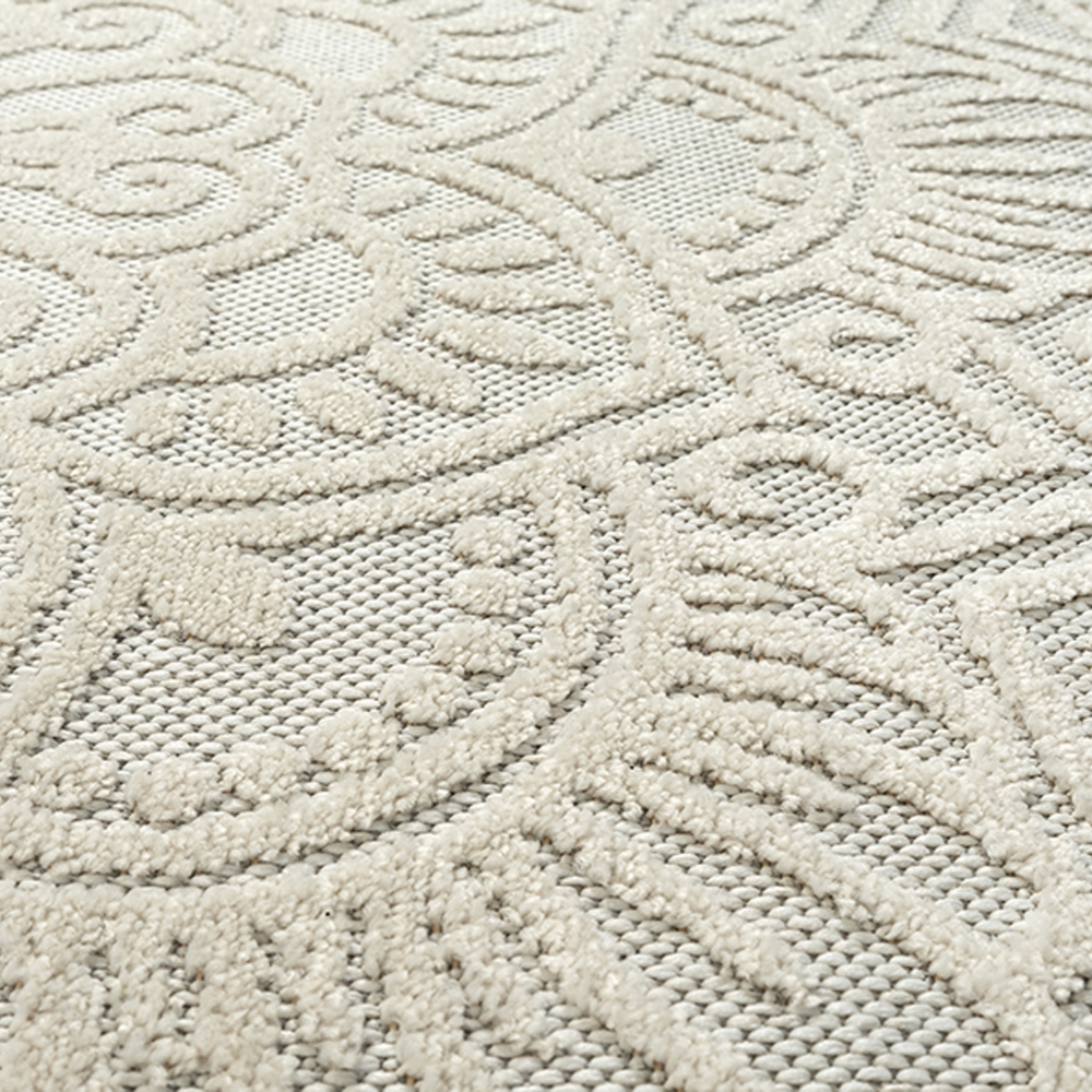 In- und Outdoor Teppich mit Orientalischem Blumen Muster Mandala