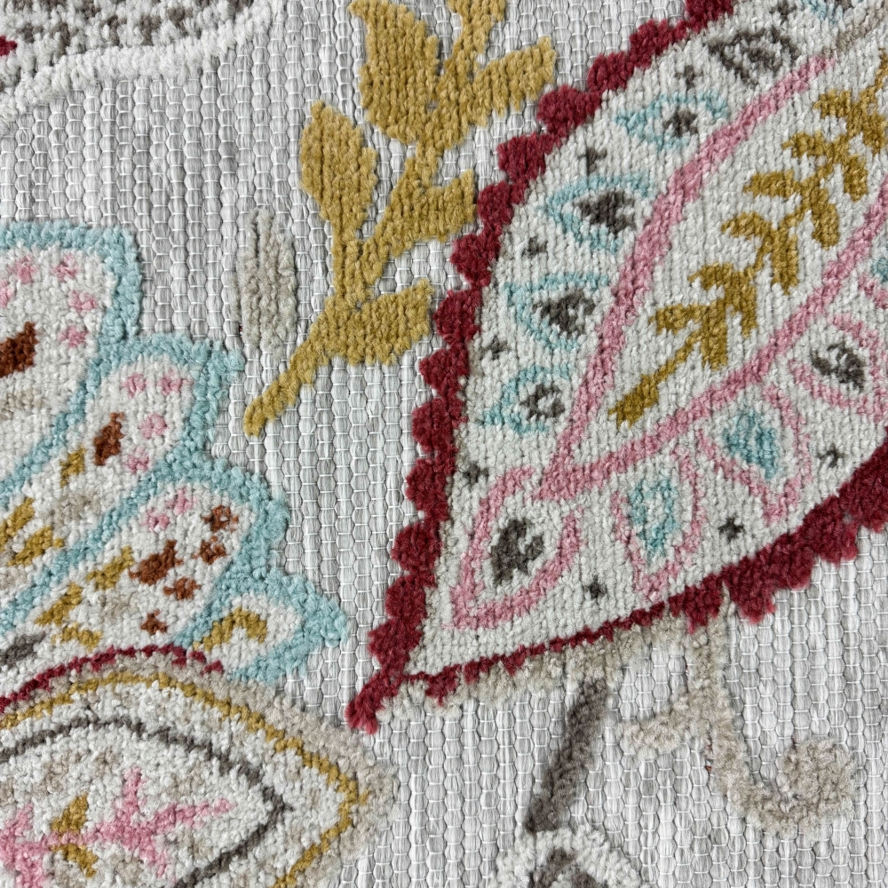Robuster In- & Outdoor Teppich modern pflegeleicht & flachgewebt mit orientalischem Muster in Bunt