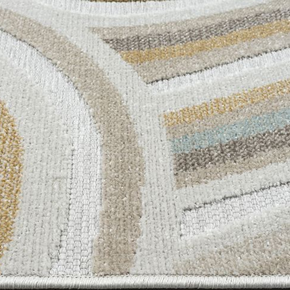In- & Outdoor Teppich Linienmuster modern wetterfest & pflegeleicht creme bunt