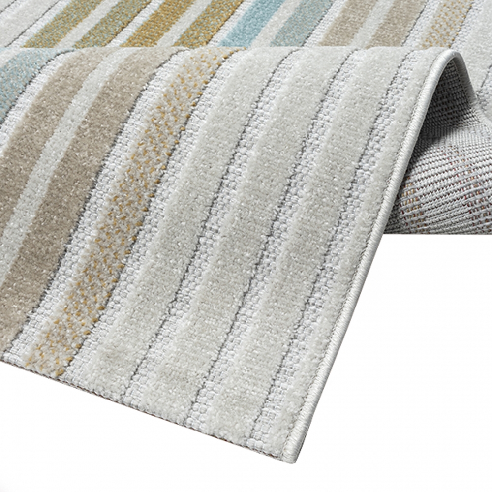 In- & Outdoor Teppich Linienmuster modern wetterfest & pflegeleicht creme bunt