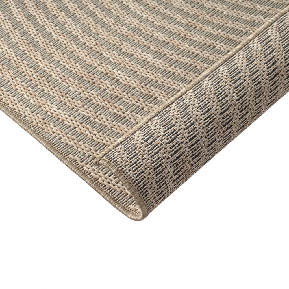 Teppich Outdoor grafisches Linienmuster wetterfest Terrasse Balkon Beige