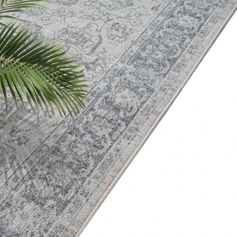 Teppich Vintage Ornamentmuster Outdoor Wohnzimmerteppich grau