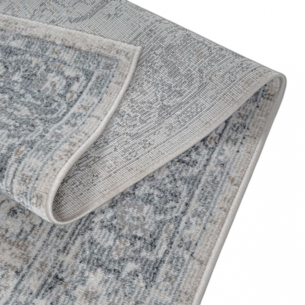 Teppich Vintage Ornamentmuster Outdoor Wohnzimmerteppich grau