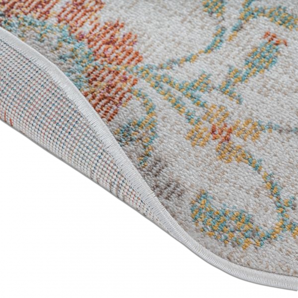 Teppich Outdoor Wohnzimmerteppich creme mit buntem Blumenmuster