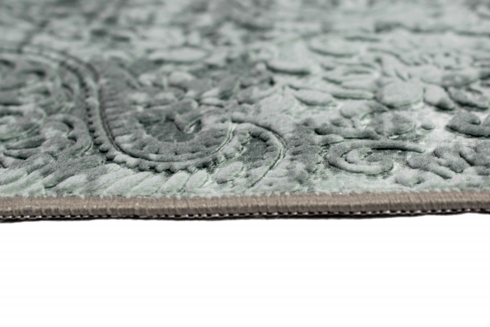 Teppich Paisley Muster - waschbar in Anthrazit Grau