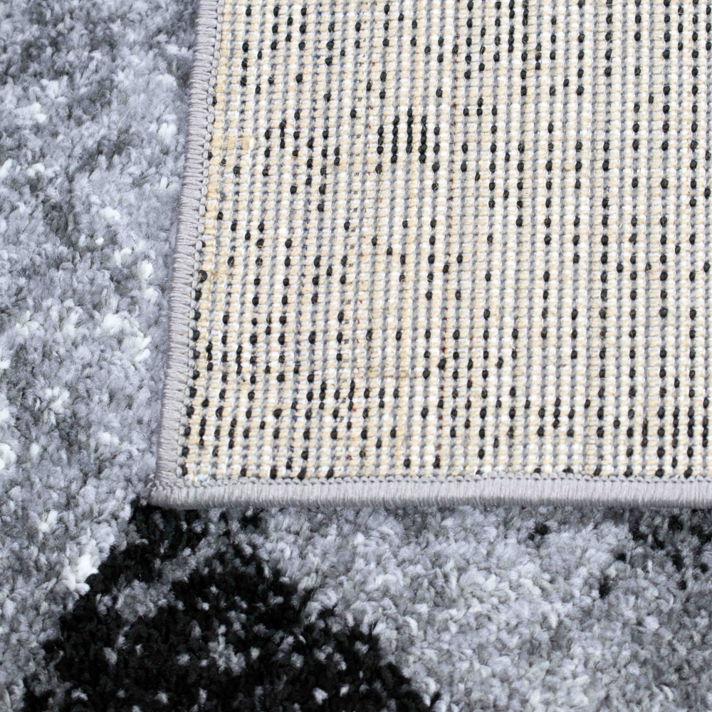 Moderner Wohnzimmer Teppich abstraktes Wellen Rauten Design marmoriert in rot grau - pflegeleicht