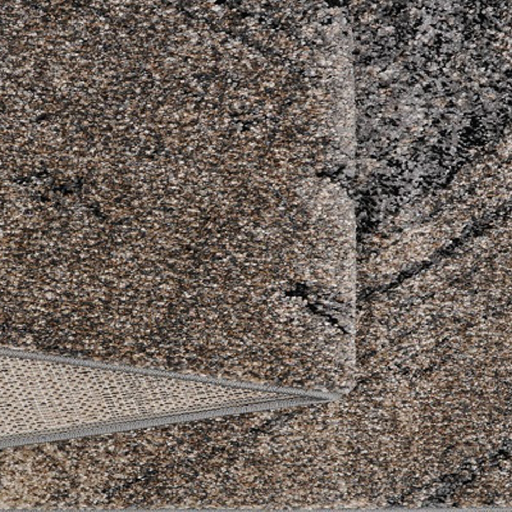 Moderner Teppich Braun Beige Kreis Design weich Wohnzimmer stilvoll