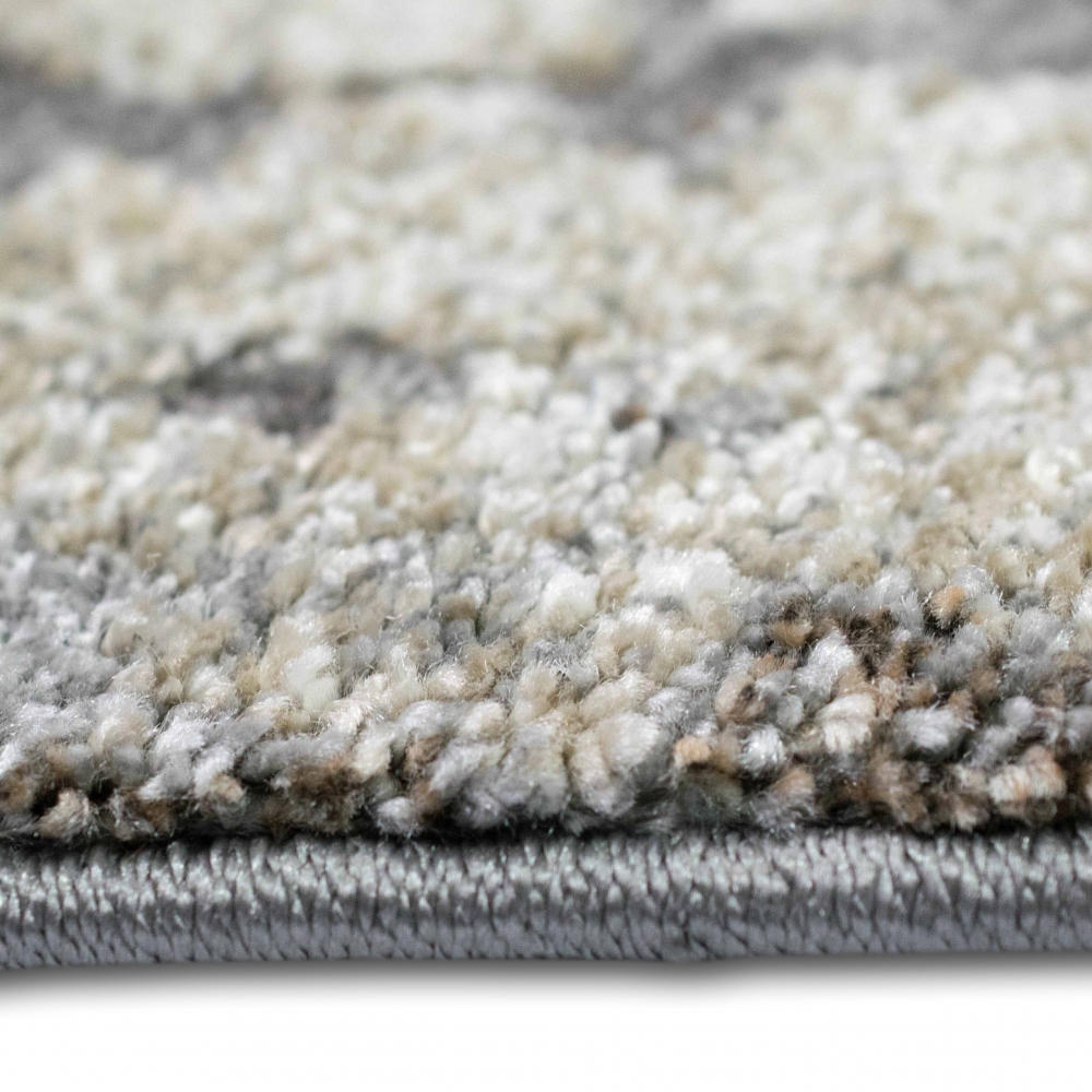 Moderner Teppich Creme Grau Marmor Design weich Wohnzimmer elegant