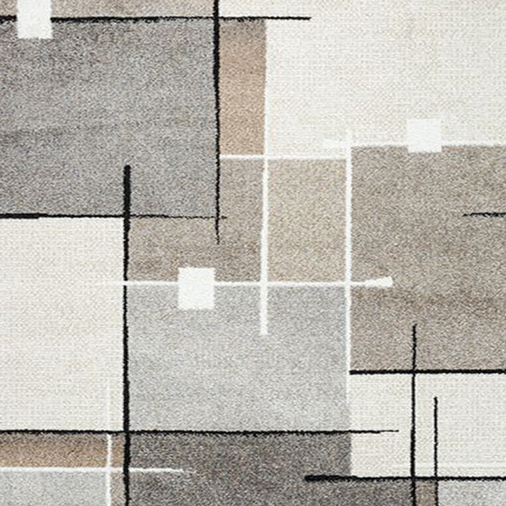 Moderner Teppich mit grafischem Muster in Beige, Grau und Creme – Eleganter Blickfang für jeden Raum