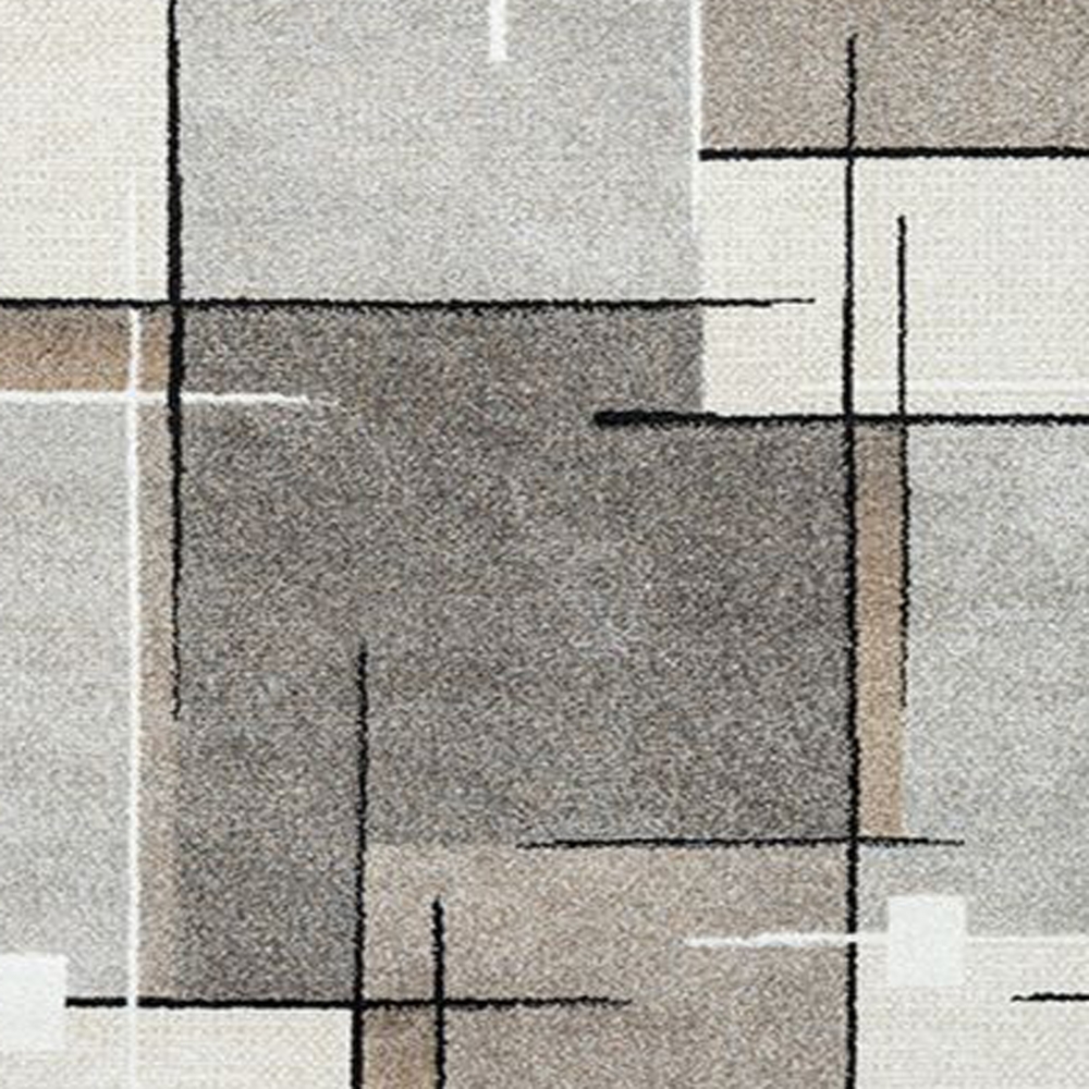 Moderner Teppich mit grafischem Muster in Beige, Grau und Creme – Eleganter Blickfang für jeden Raum