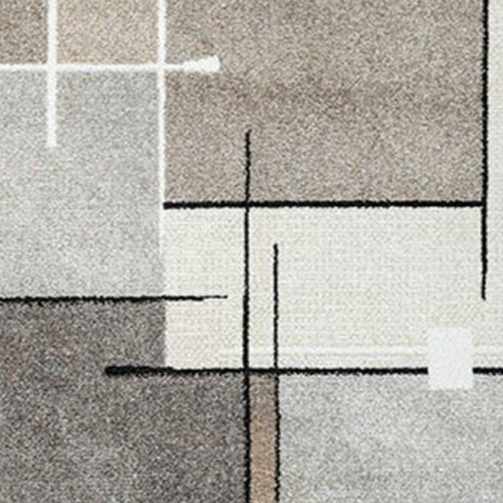 Moderner Teppich mit grafischem Muster in Beige, Grau und Creme – Eleganter Blickfang für jeden Raum