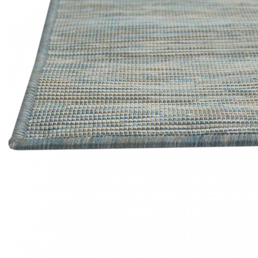 Teppich Modern Flachgewebe Küchenteppich Indoor Teppich Outdoor Teppich beidseitig nutzbar Farbe Blau Beige